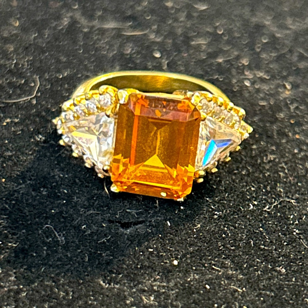 Giant Gold and Orange Gemstone Ring